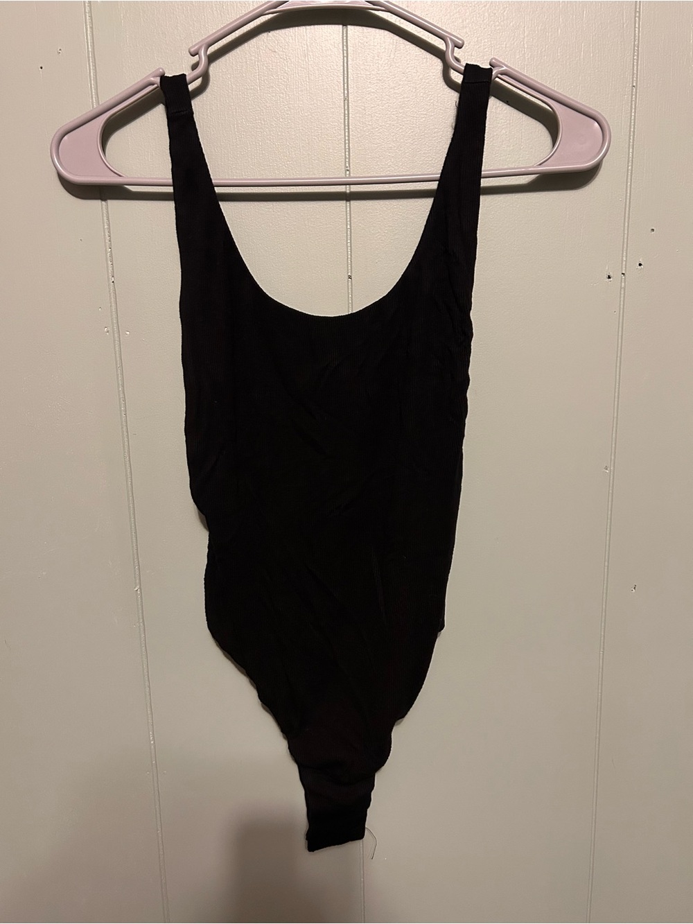 Princess Polly Black Ribbed Scoop Neck Bodysuit